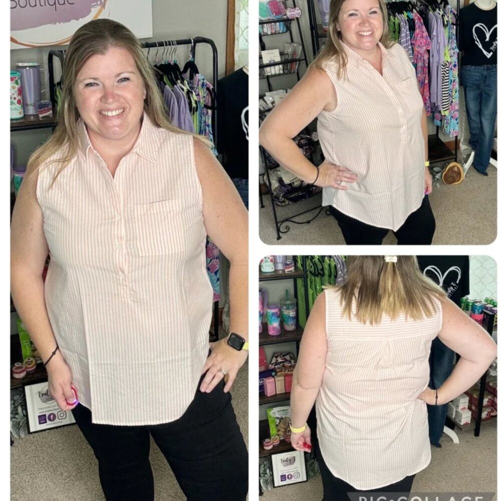 Baby Pink & Ivory Breezy Days Sleeveless Top - Picture 3 of 4